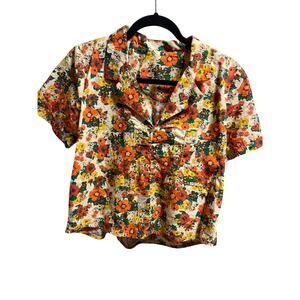 Fall floral handmade blouse M